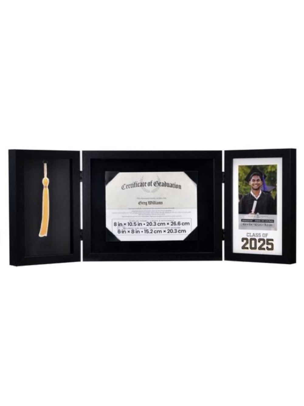 Black Graduation 3 Opening Hinged Display Frame Class of 2025 by Studio Decor